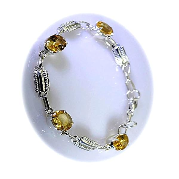 Gemsonclick Amicizie di citrino Originali Bracciali per Ragazza in Argento Sterling con Un Unico Stile L 6.5-8 Pollici