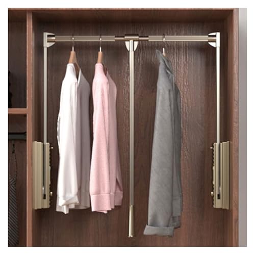 Tringle à vêtements rétractable or pour optimiser un placard haut - 4