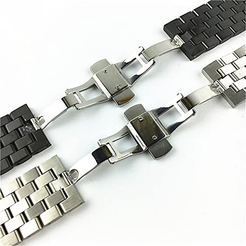 Watch Strap Solid Stainless Steel Flat Interface Watch Band Men's And Women's Metal Matte Butterfly Buckle Wrist Band Bracelet Belt 18mm19mm20mm21mm22mm24mm26mm2