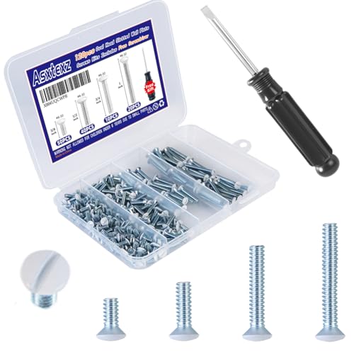 120PCS Wall Plate Screws White Outlet Cover Screws for Switch Plate 6/32 Electrical Outlet Screws for Light Switch Plates Electrical Panel 4 Sizes (3/8 1/2 3/4 1) Screws Kit w/Free Screwdriver