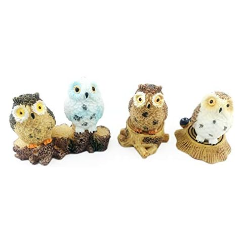 HoneyToys 7pcs Resin Mini Owls Mini Stumps, Miniature Figurines, Fairy Garden Accessories, Fairy Garden Supplies, Fairy Garden Animals for Fairy Garden, Plant Pots, Bonsai Craft Decor Cover