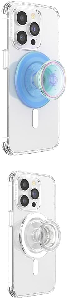 PopSockets 2-Pack Phone Grips for MagSafe - Blue Opalescent & Clear