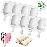 🍧【Tu mejor opción】- los moldes de helados contienen : 2 moldes para paletas + 100 palos de madera; cada molde para helado mide 25,5 x 14,5 x 2,5 cm, puedes hacer fácilmente un helado grande de 9*4,8*2 cm; Perfecto para cualquier tipo de refrigerador sin preocuparse por ocupar espacio, molde helados, es su mejor opción para refrescarse en verano.
