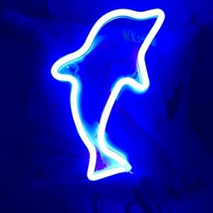 Luce al Neon, Luce Decorativa a Forma di Cartello a Forma di Delfino, Decorazioni Murali per Natale, Festa di Compleanno, Camera dei Bambini, Soggiorno, Decorazioni per Feste di Matrimonio (blu)
