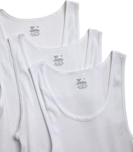 Reebok Mens Tank Top Undershirt - 3 Pack/5 Pack Breathable Cotton Mens Undershirts - Tagless Sleeveless Shirts for Men (S-XL)2