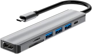 MEGICOT Hub USB C 7 em 1 adaptador multiportas, tipo C para HDMI 4K, USB 3.0/2.0, leitor de cartão SD/TF, porta de carregamento PD de 87W, compatível com MacBook Pro/Air, laptops USB C e dispositivos tipo C