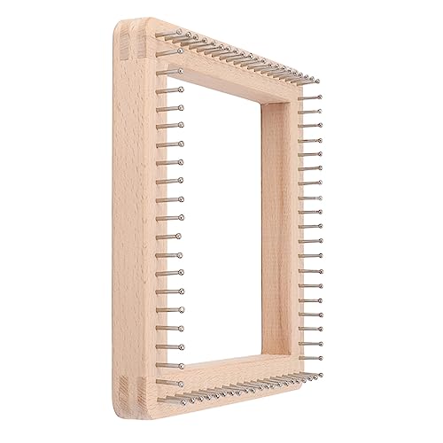 Weaving Peg Board Mini Knitting Tool with Hooks Wooden Crochet Board for Weaving Mat Hairband Blanket Sock (L)