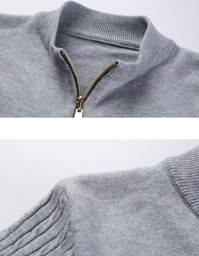 Solid Color Casual Round Neck Zipper Stitching Slim Simple Men's Knitted Cardigan2