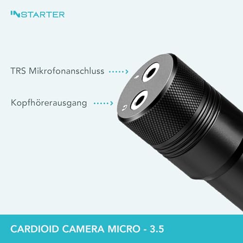 Instarter micrófono cardioide para cámaras - micrófono de vídeo Externo, diseño Compacto, Compatible con Canon, Nikon, Sony y Smartphones, sin batería, Incluye Parabrisas - imagen 2