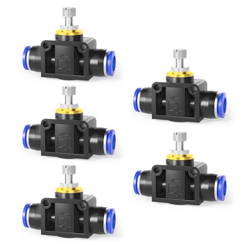 ERGAOBOY 5 Stk 4mm AD Luftstromregelventil mit Push to Connect Anschluss, gerader Geschwindigkeitsregler (SA4)