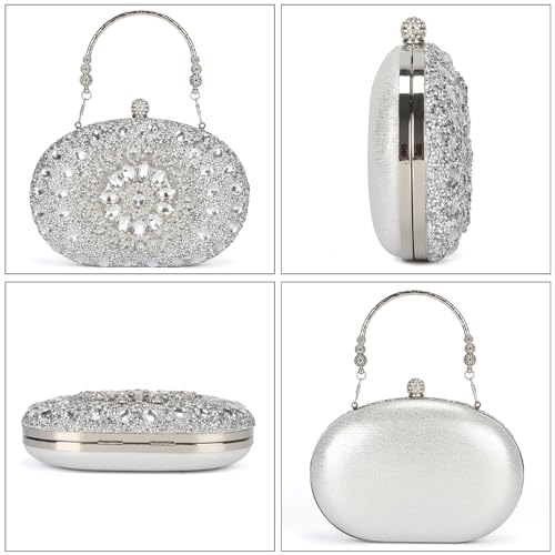 Bolsa clutch vintage de noiva para noite bolsa dourada para festa de formatura, #002 - prata