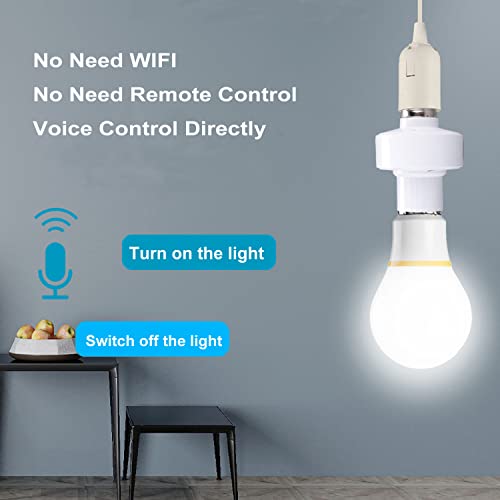 Smart Voice Command Light Socket, E26/E27 Led Light Adapter, No Need Wifi, No Need Remote Control, Voice Control Directly Auto On/Off Lamp Holder For Corridor, Stair, Basement, Garage (2 Pack) #TOP2