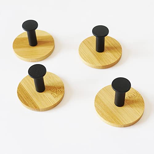 Dswince 4Pack Decoration Wood Wall Hook Coat Hooks For Hanging Adhesive Waterproof Wall Hook Clothes Bag Key Hanger Hook Bedroom Kitchen Bathroom Door Robe Towel Hooks- Black #TOP2