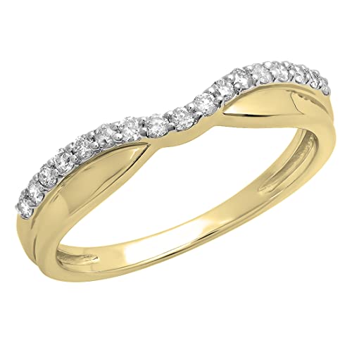 Dazzlingrock Collection 0.25 Cttw Round White Diamond Contour Wedding Band for Women in 14K Solid Gold - Main Image