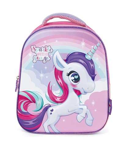 Sac à dos licorne 3D rose léger et robuste pour école maternelle