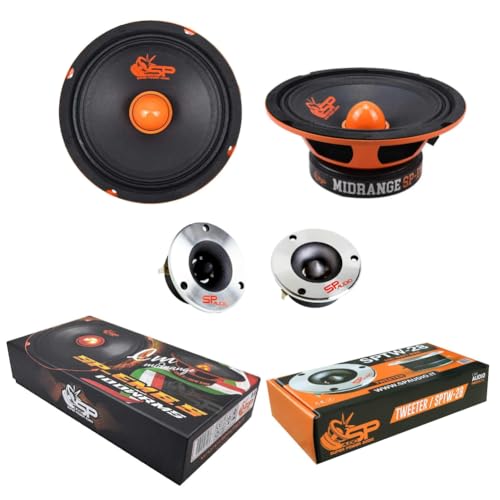 [CONTENUTO CONFEZIONE] 2 midrange SP-EM6.5 da 16,5 cm 4 ohm + 2 tweeter SPTW28 da 9,40 cm 4 ohm; Venduti come kit a coppia.