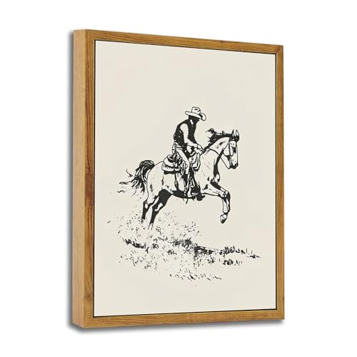 Framed Western Cowboy Canvas Wall Art for Living Room Bedroom 8"×10"