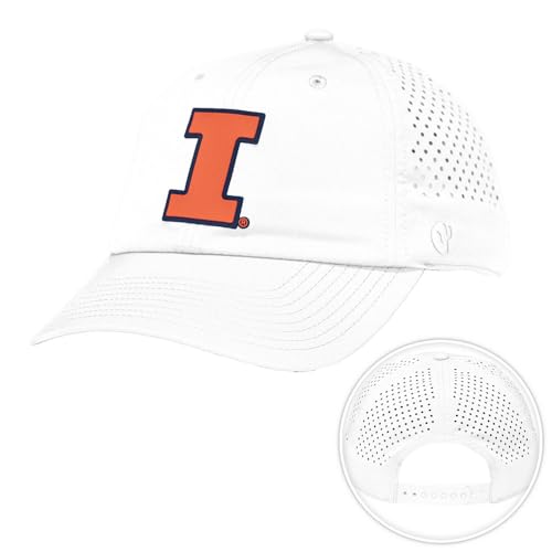 Desert Cactus University of Illinois Snapback Baseball Hat U of I Fighting Illini Unstructured BreezePro Performance Hat with Adjustable Silicone Strap (Design BP1-White)