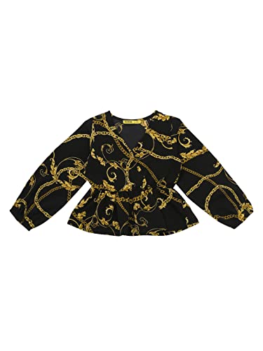 Image of pluss Girl Black Floral Print Top (GTP13952-GOLDENNUGGETPRT)