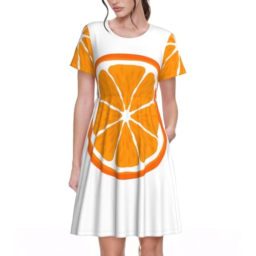 Robe d'été à manches courtes imprimé orange pour vos sorties plage