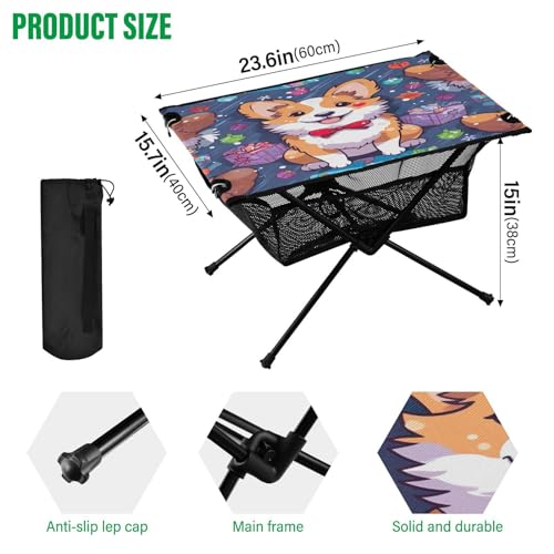 Mesa de Camping Plegable SDMKA para Exterior con Diseño de Perro, Portátil y Fácil de Transportar, Ideal para Playa y Picnic miniatura 3