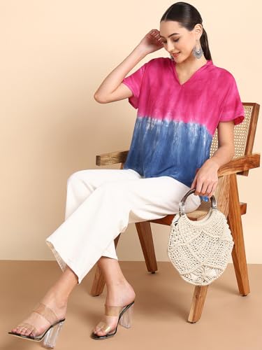 Image of Maaesa Hand Dyed Half Sleeves Rayon Top