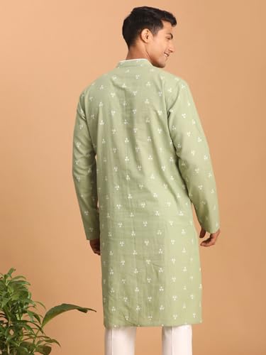 Image of Shvaas By Vastramay Men's Green Cotton Kurta