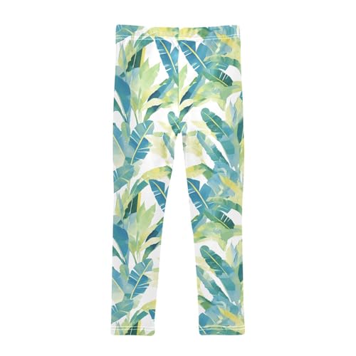 KLL Tropical Banana Leaf Little Girls Leggings Fashion High Waisted Pants Gym2