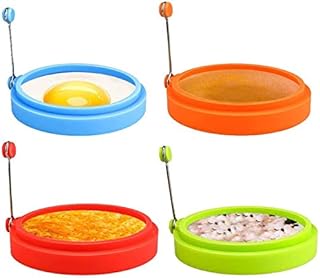 Silicone Egg Rings, 4 Inch Food Grade Egg Cooking Rings, Non Stick Fried Egg Ring Mold, Pancake Breakfast Sandwiches, Egg Mcmuffin Ring(Multicolor,4Pack)…