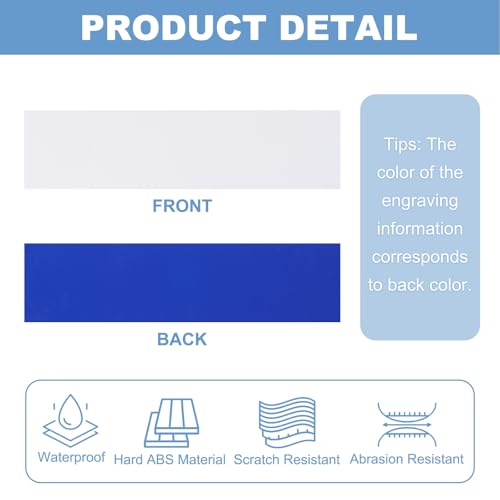PATIKIL 10x2 Leer Namensschilder, 20Stück Benutzerdefinierte Gravierte Namensschild Rechteck Lasergravur Rohlinge für Personalisierte Namensschilder Bürotür DIY Malzubehör, Weiß, Blau