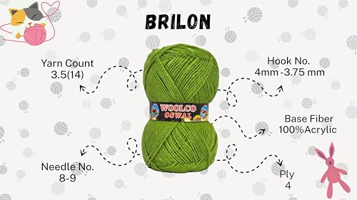 Image of Brilon Acrylic Hand Knitting Yarn Balls Pack of 4 (50g Each) -Soft Wool Yarn for Knitting, Craft, DIY Projects, Sweaters, Scarves, Multicolor Wool Thread for Home Use (ICY Lavender)