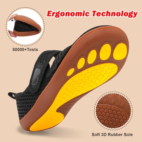 Image of Besroad Womens Walking Shoes Wide Diabetic Shoes Adjustable Barefoot Casual Sneakers Breathable Zero Drop Arthritis Edema Sneakers Indoor Outdoor
