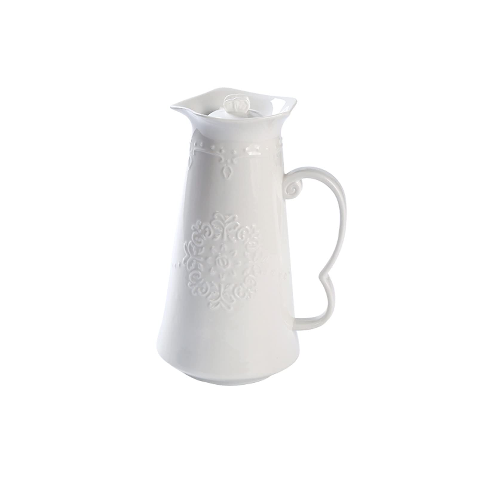Krüge Kreativer Keramik -Krug Haushalt Hochtemperaturresistent Pitcher geprägte Teekanne for Milch, Saft, heiße und kalte Getränke Wasserkrug (Size : 1300ML)
