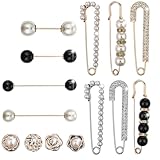 14PCS Safety Pin Brooch, Pearl Brooch Pins Sweater Shawl Hat Safety Pins for Clothes Decorative Clips for Women Fashion Dress Pants Scarves Jackets Tops Jeans and Dresses