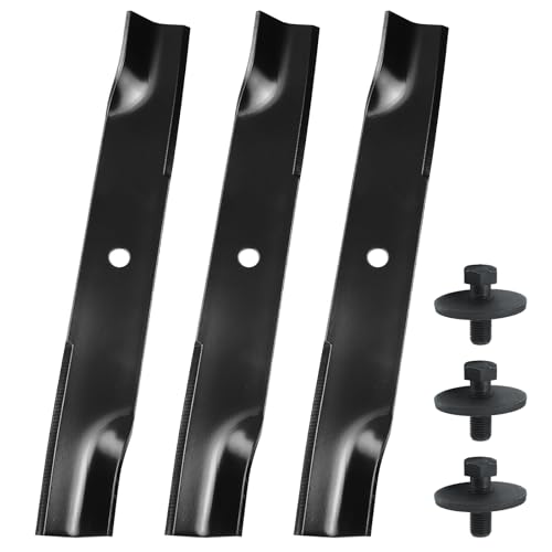 POSFLAG 3 Pack 795526 Mower Blades with Blade Bolts Replaces Hustler Raptor 52 Inch Blades 603995 Hustler Raptor 52 Inch Blades Hustler 52 inch Mower Blades 783753 1756152AYP 787721 30227-52X