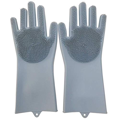 Shahn Silicone Hand Gloves with Scrubber for Kitchen Cleaning, Utensils, Pet Bath and Hair Care