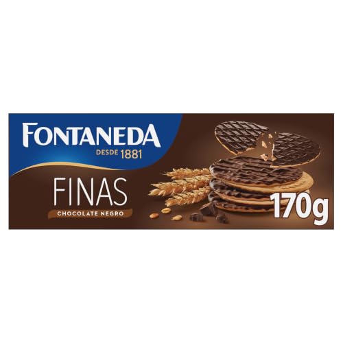 Fontaneda Galletas Digestive Finas con Chocolate Negro, 170g | Galletas Digestive Finas con chocolate negro, ideales para darte un capricho y desconectar