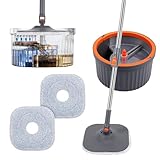 Chabatree Mop and Bucket Set，Spin Mop and Bucket Set with Separate Dirty and Clean Water，2 Replaceable Mop Pads，Deep-Cleaning Mops for Floors, Versatile Mops for Walls