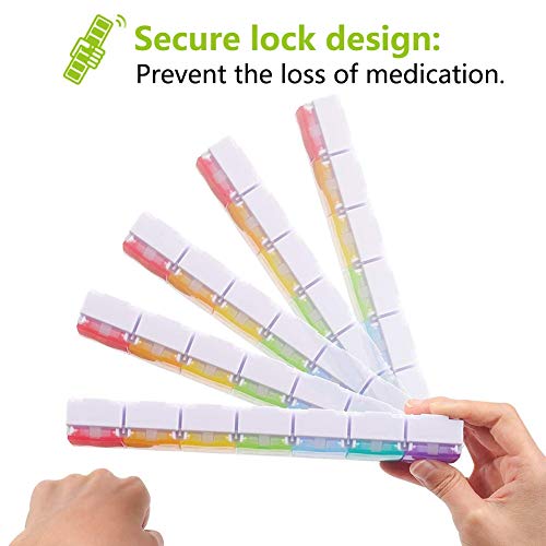 HONZUEN 7 Dagen Pillendoosje Tabletdoosje Dispenser met Label, Wekelijkse Grote Pillendoosdoos met Drukknop Vakken… - Image 6