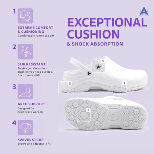 Image of Anywear Zone Clogs - Water Resistant EVA Non Slip Work Shoes Women - Slip Resistant Work Shoes for Women - Nursing Clogs with Back Strap - Arch Support with Swivel Strap - Lightweight & Easy to Clean