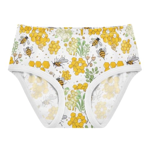 Honeycombs Bees Bright Girls Briefs, Toddler Girl Briefs, Girls' Cotton Brief Underwear, 2–8 Years