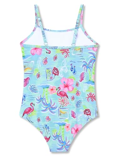 Image of Girls One Piece Swimsuits Adjustable Double Strap for Kids Palm Tree Print Toddler Bathing Suit Size 2T-10