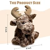 Ditucu Deer Stuffed Animal 8 inch Cute Realistic Reindeer Moose Plush Toys Ultra Soft Elk Plushies Gifts for Kids Brown