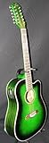 Oscar Schmidt 12 String Acoustic/Electric Guitar, Spruce Top, Trans Green OD312CETGR