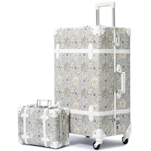 urecity Vintage Luggage Set of 2, Retro Suitcase Trunk