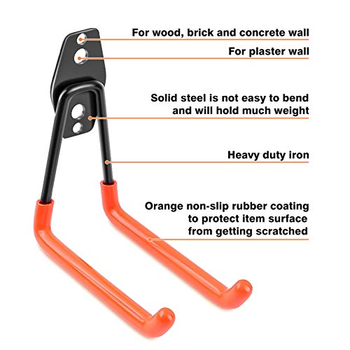 Garage Hooks Heavy Duty 14 Pack, Steel Garage Storage Hooks, Tool Hangers for Garage Wall Utility Wall Mount Garage Hooks and Hangers with Anti-slip Coating for Garden Tools, Ladders, Bulky Items by REMIAWY - Image 3