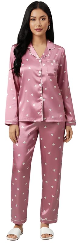 Night Suit for Women with Full Sleeve Button-Down Top with Pant Dress for Woman, Two-Piece Loungewear Set for Summer, Night Dress for Woman-image-48