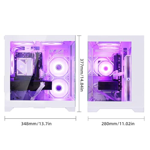 Image of Gaming PC Desktop, AMD Ryzen 5 5600 6-Core 12 Threads, RX 6600M 8GB, 16GB RAM, 1TB SSD, Software-Controlled ARGB Lighting, Windows 11, 1080P Gaming Computer, White