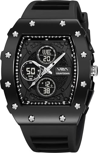 Image of V2A Impact-TERRAX 3105 Analog-Digital Watch for Men | Bold Tonneau Design with Multi-Display Dial | 50M Waterproof Sports Watch | Countdown, Alarm & Stopwatch
