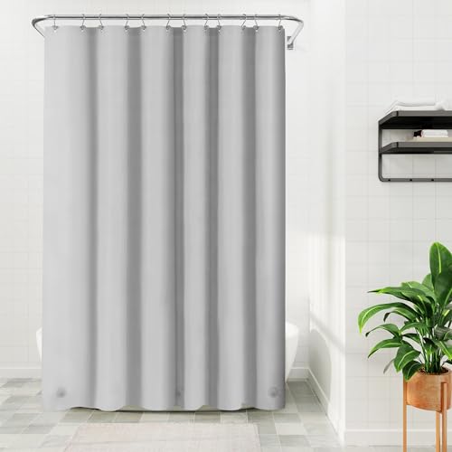Image of Barossa Design Gray Silver Long Shower Curtain Liner 78 inch Height - 3 Magnets & Waterproof Lightweight PEVA Shower Liner for Bath Tub, PVC Free, Metal Grommets, Silver Gray, 72x78